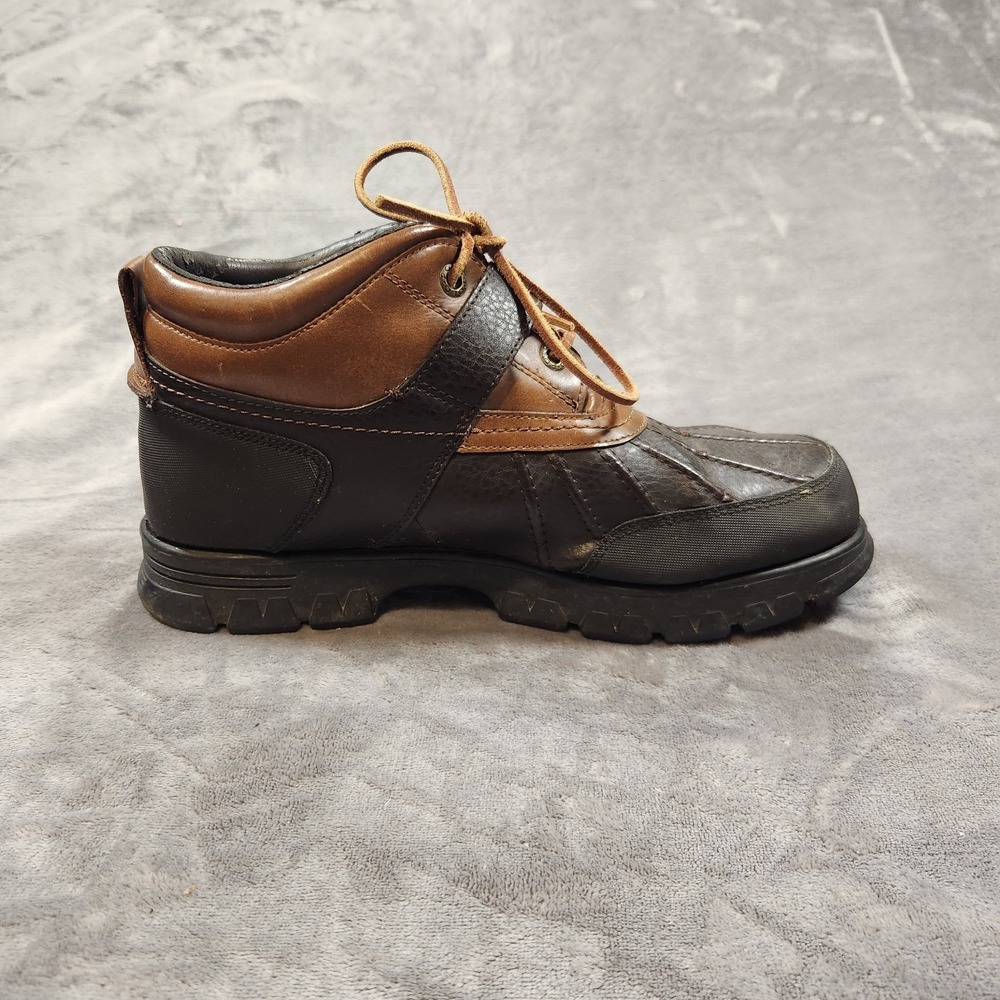 Polo Ralph Lauren Boots Mens 11 Brown Leather Duck Buckle Ankle  Dover III - Picture 2 of 12